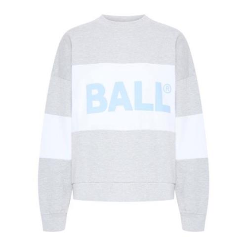 Ball Sporty Crew Neck Sweatshirt Grey Melange Gray, Dam