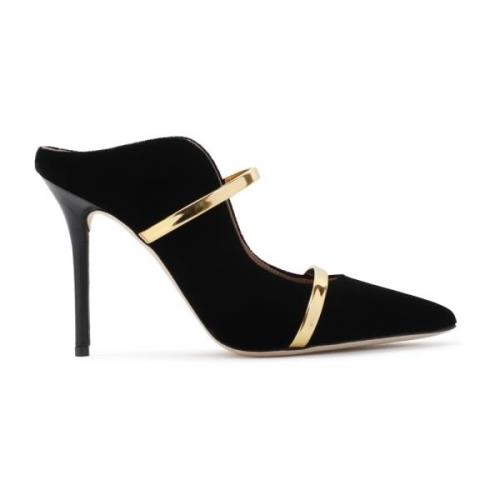 Malone Souliers Svart Guld Velvet Maureen Skor Black, Dam