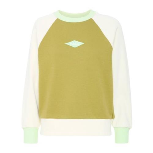 Ball Raglan Crew Neck Sweatshirt Moss Green Multicolor, Dam