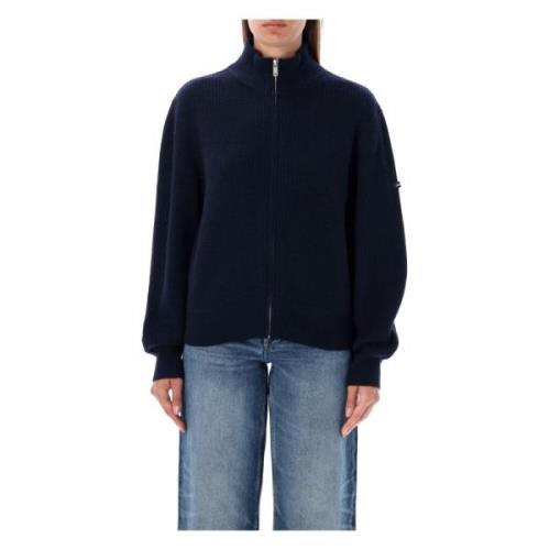 A.p.c. Mörkblå Stickad Jana Cardigan Blue, Dam