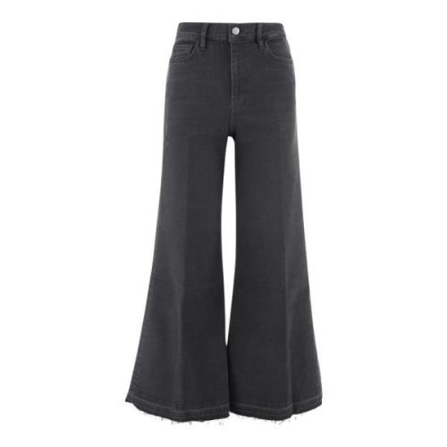 Frame Svarta Wide Leg Stretch Bomullsjeans Black, Dam