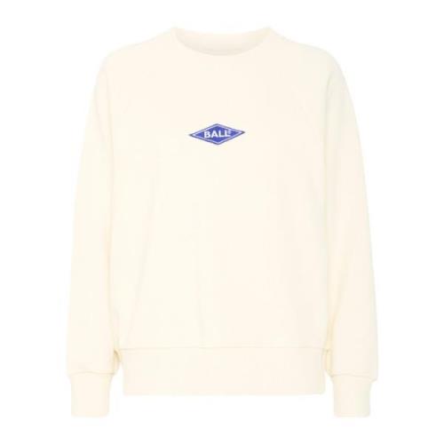 Ball Rimini Raglan Crew Neck Sweatshirt Off White White, Dam