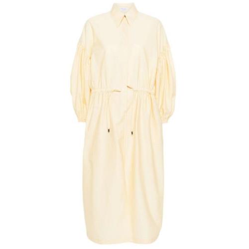 Brunello Cucinelli Pastellgul Ballongärm Maxi Klänning Yellow, Dam