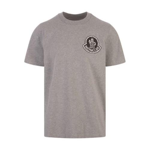Moncler Grå Logo Print Crew-neck T-shirt Gray, Herr