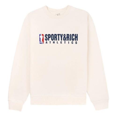 Sporty & Rich Logo Crewneck Sweatshirt Beige, Dam