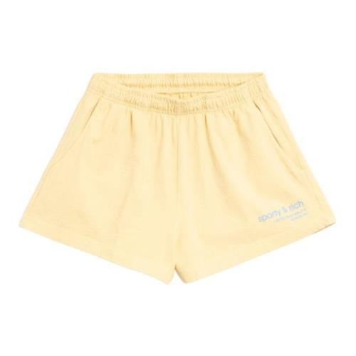 Sporty & Rich USA Health Club Blå Logo Shorts Beige, Dam