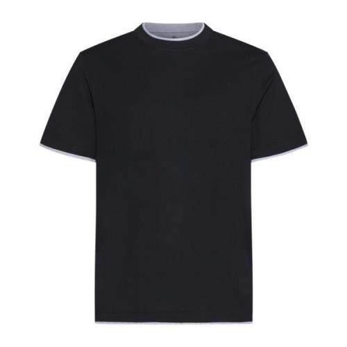 Brunello Cucinelli Svart Bomull Crew Neck T-shirt Black, Herr