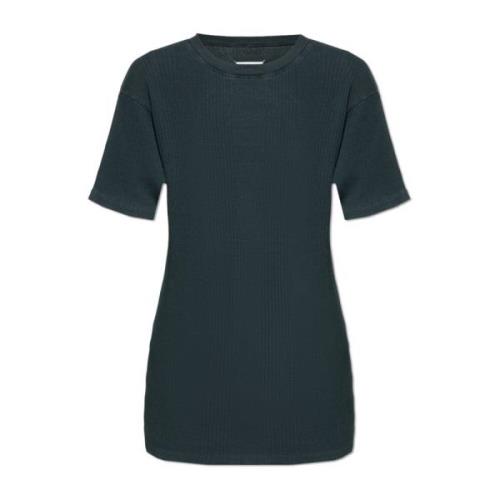 Maison Margiela Bomullsräfflad t-shirt Gray, Dam