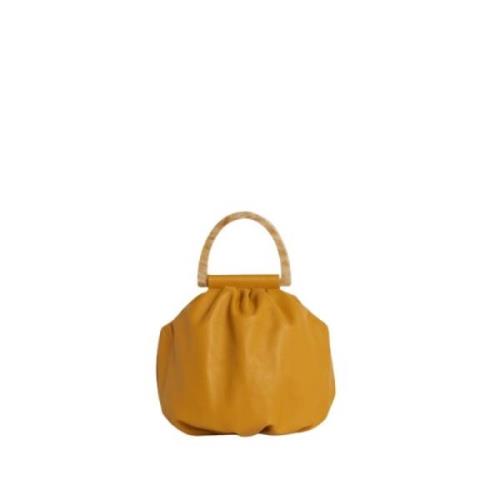 Malababa Vintage Fransad Läder Väska Yellow, Dam