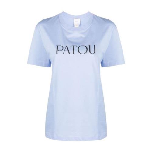 Patou Logo-print bomull T-shirt Blue, Dam