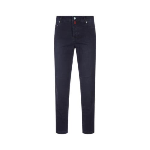 Kiton Blå Tapered Denim Jeans Blue, Herr