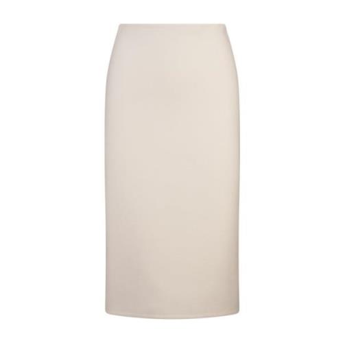 Ermanno Scervino Ivory Wool Midi Kjol med Slits White, Dam