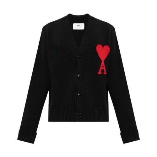 Ami Paris Cardigan med logotyp Black, Herr