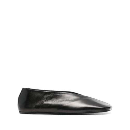 Jil Sander Svarta Läderplatta Skor Black, Dam