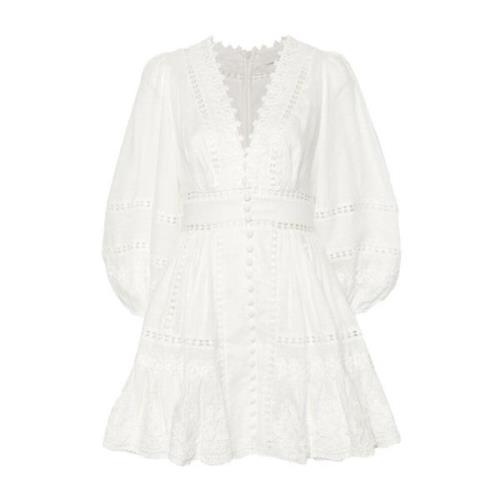 Zimmermann Vit Blommig Broderad Miniklänning White, Dam