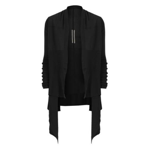 Rick Owens Svart Ull Cardigan Rund Hals Långa ärmar Black, Dam