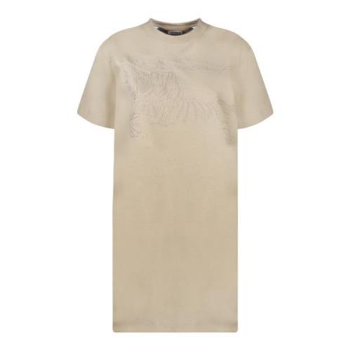 Burberry Riddar Motiv Jersey Klänning Beige, Dam