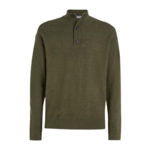Calvin Klein Quarter Zip Lycra Blend Sweater Green, Herr