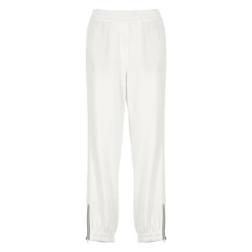 Brunello Cucinelli Vita Bomullsbyxor Elastisk Midja Fickor White, Dam