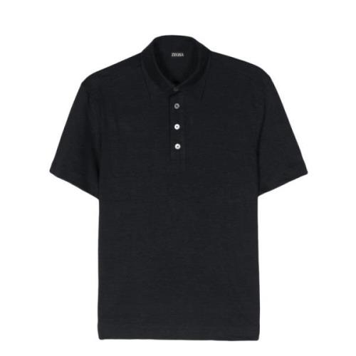 Ermenegildo Zegna Bomull Polo Skjorta med 4 Knappar Blue, Herr