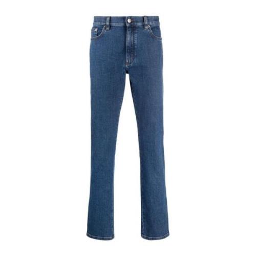 Ermenegildo Zegna Bomull Elastan Jeans med Fickor Blue, Herr