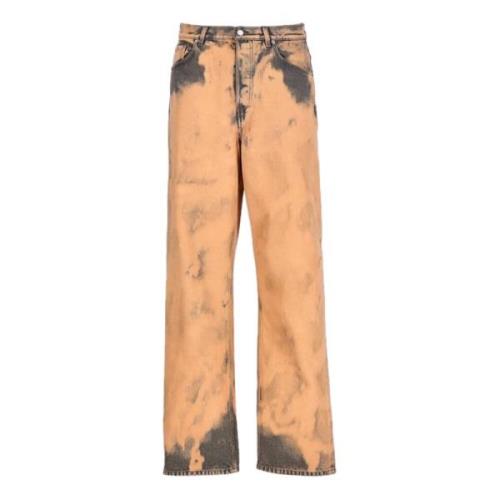 Dries Van Noten Marble Wash Straight Fit Jeans Orange, Herr