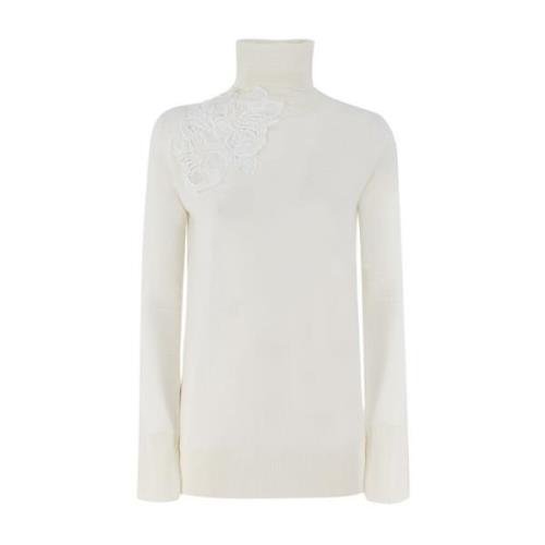 Ermanno Scervino Blommig Spets Turtleneck Jumper Beige, Dam