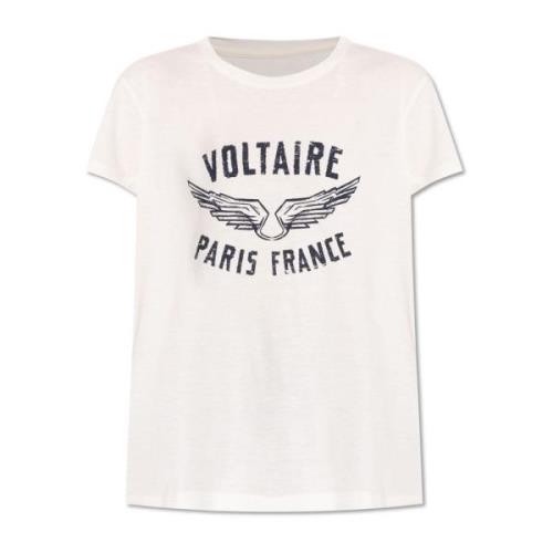 Zadig & Voltaire T-shirt `Walk` Beige, Dam