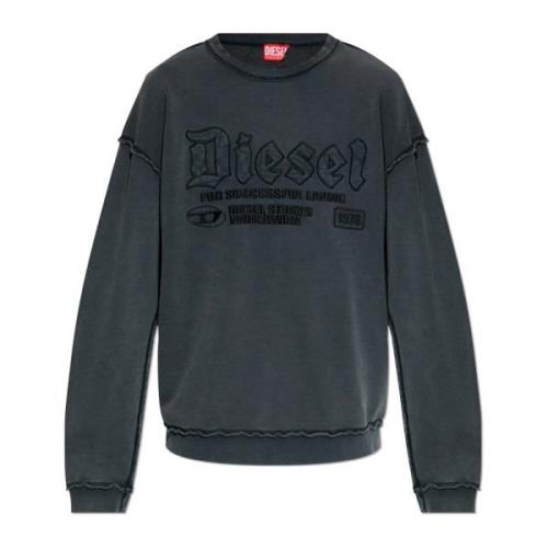 Diesel Sweatshirt med rå finish S-Boxt-Raw Gray, Herr