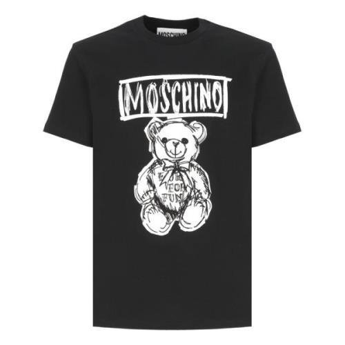 Moschino Svart Teddybjörntryck T-shirt Black, Herr