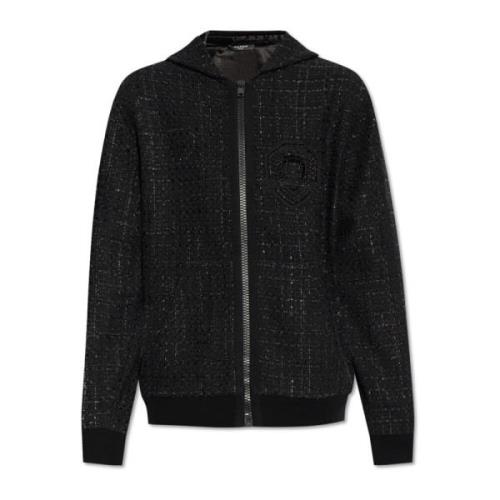 Balmain Tweed Sweatshirt Black, Herr