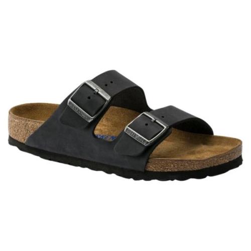 Birkenstock Arizona Svart Mocka Läder Sandaler Black, Herr