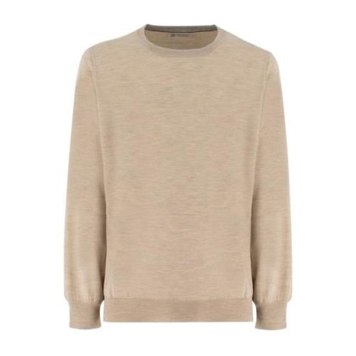 Brunello Cucinelli Elegant Crew-Neck Sweater Beige, Herr