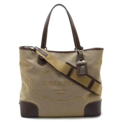 Prada Vintage Pre-owned Canvas prada-vskor Beige, Dam