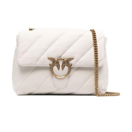 Pinko Vit Love Puffer Crossbody Väska White, Dam