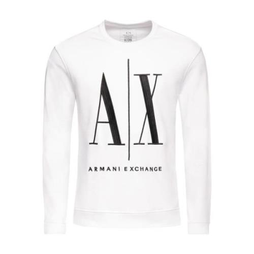 Armani Exchange Stilig Bomulls Sweatshirt White, Herr