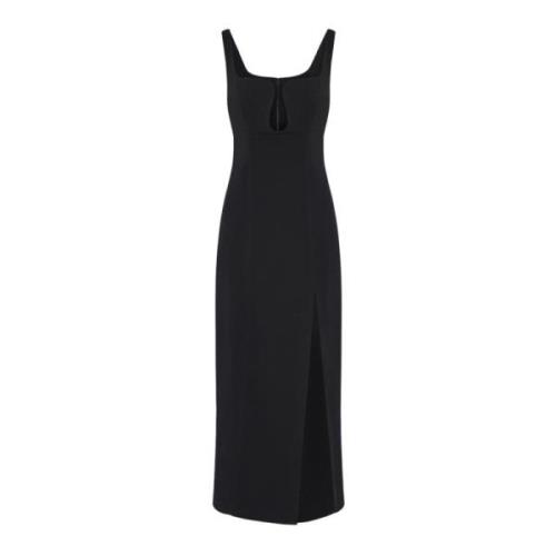 Misha Elegant Midi Klänning med Cut-Out Detaljer Black, Dam