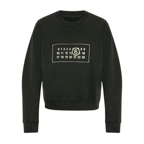 MM6 Maison Margiela Svart Siffror Motiv Crew Neck Tröja Black, Dam