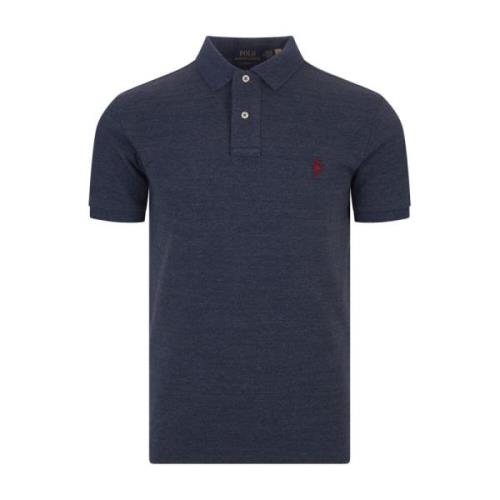 Ralph Lauren Blå Polo Skjorta Bomull Piqué Ikon Blue, Herr