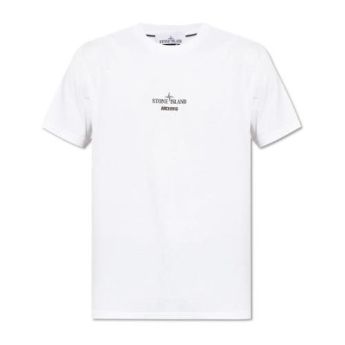 Stone Island T-shirt med logotyp White, Herr