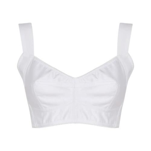 Dolce & Gabbana Vit Heart Neckline Band Top White, Dam