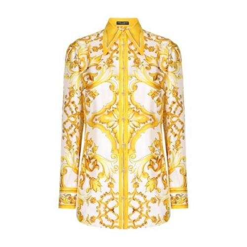 Dolce & Gabbana Gul Silke Twill Väv Skjorta Yellow, Dam