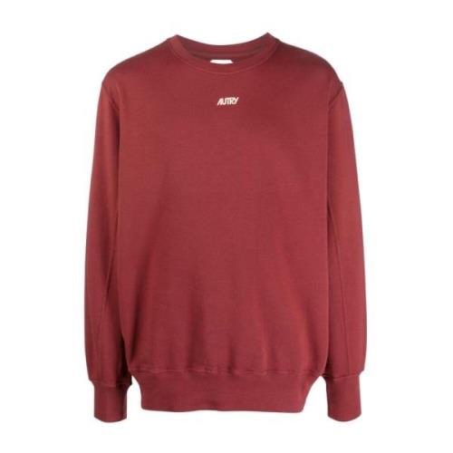 Autry Bordeaux Crewneck Bomullssweatshirt Red, Herr