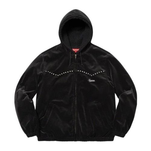 Supreme Studded Velvet Hooded Work Jacket Black, Herr