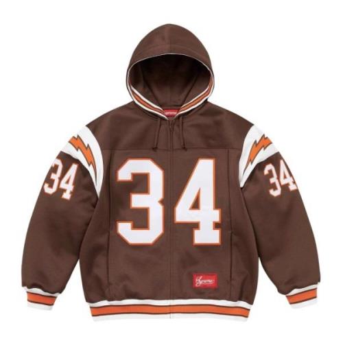 Supreme Begränsad upplaga Fotboll Zip Up Hoodie Brown, Herr