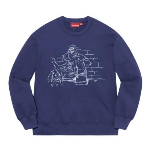 Supreme Begränsad upplaga Dice Crewneck Tvättad Navy Blue, Herr