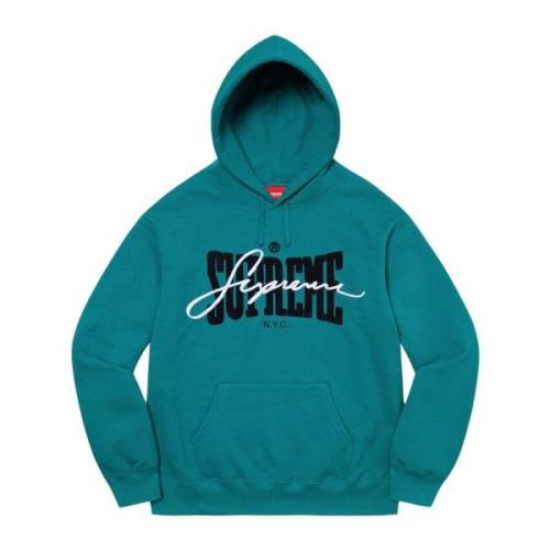 Supreme Begränsad Upplaga Broderad Chenille Hoodie Mörk Teal Blue, Her...