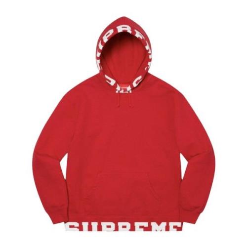 Supreme Röd Cropped Logos Huva Tröja Begränsad Upplaga Red, Herr