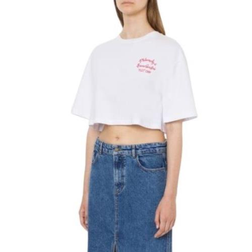 Philosophy di Lorenzo Serafini Röd Logo Cropped T-shirt White, Dam