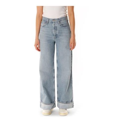 Agolde Wide Leg High Rise Jeans Blue, Dam